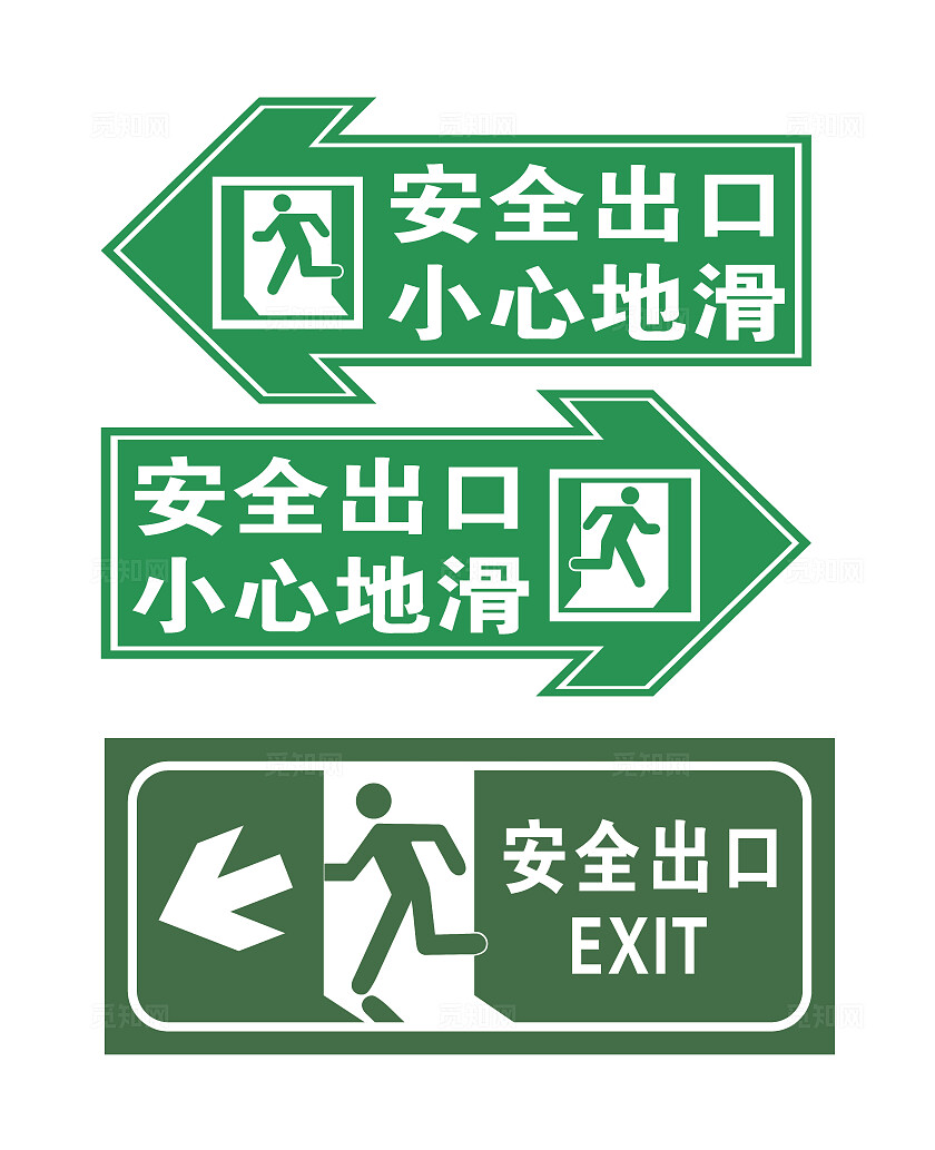 安全出口标识标志不同方向的安全出口紧急出口安全标识