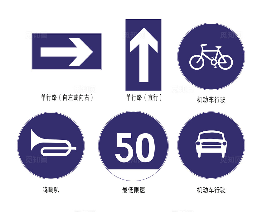 安全警示语单行路单行路(直行)机动车行驶鸣喇叭机动车行驶安全标识