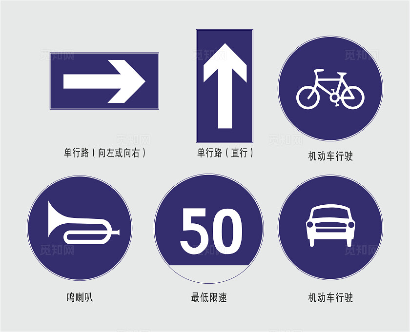 安全警示语单行路单行路(直行)机动车行驶鸣喇叭机动车行驶安全标识
