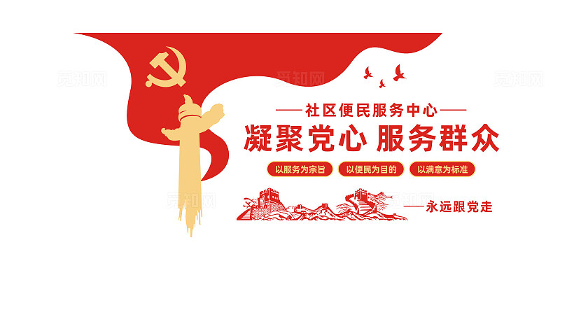社区便民服务中心党建文化墙