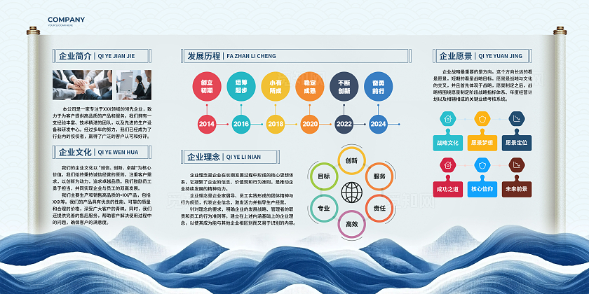 中国风简约公司简介企业介绍宣传展板设计