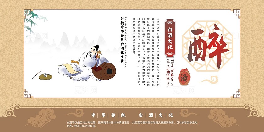 米色古典中国风2025年白酒文化套图展板