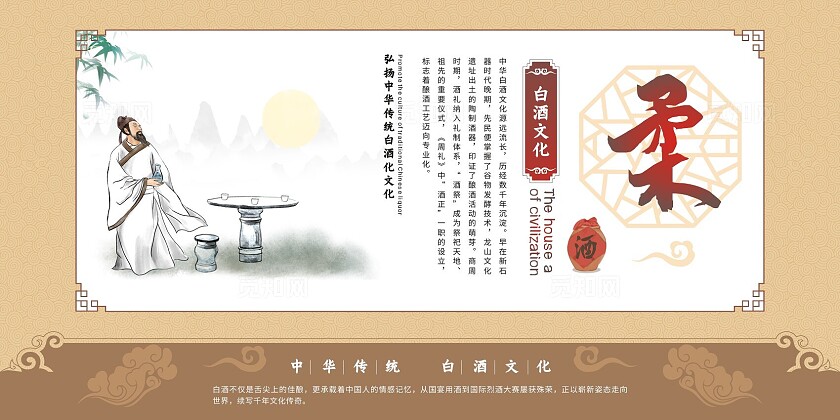 米色古典中国风2025年白酒文化套图展板