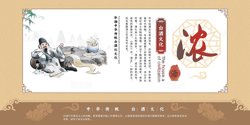 米色古典中国风2025年白酒文化套图展板