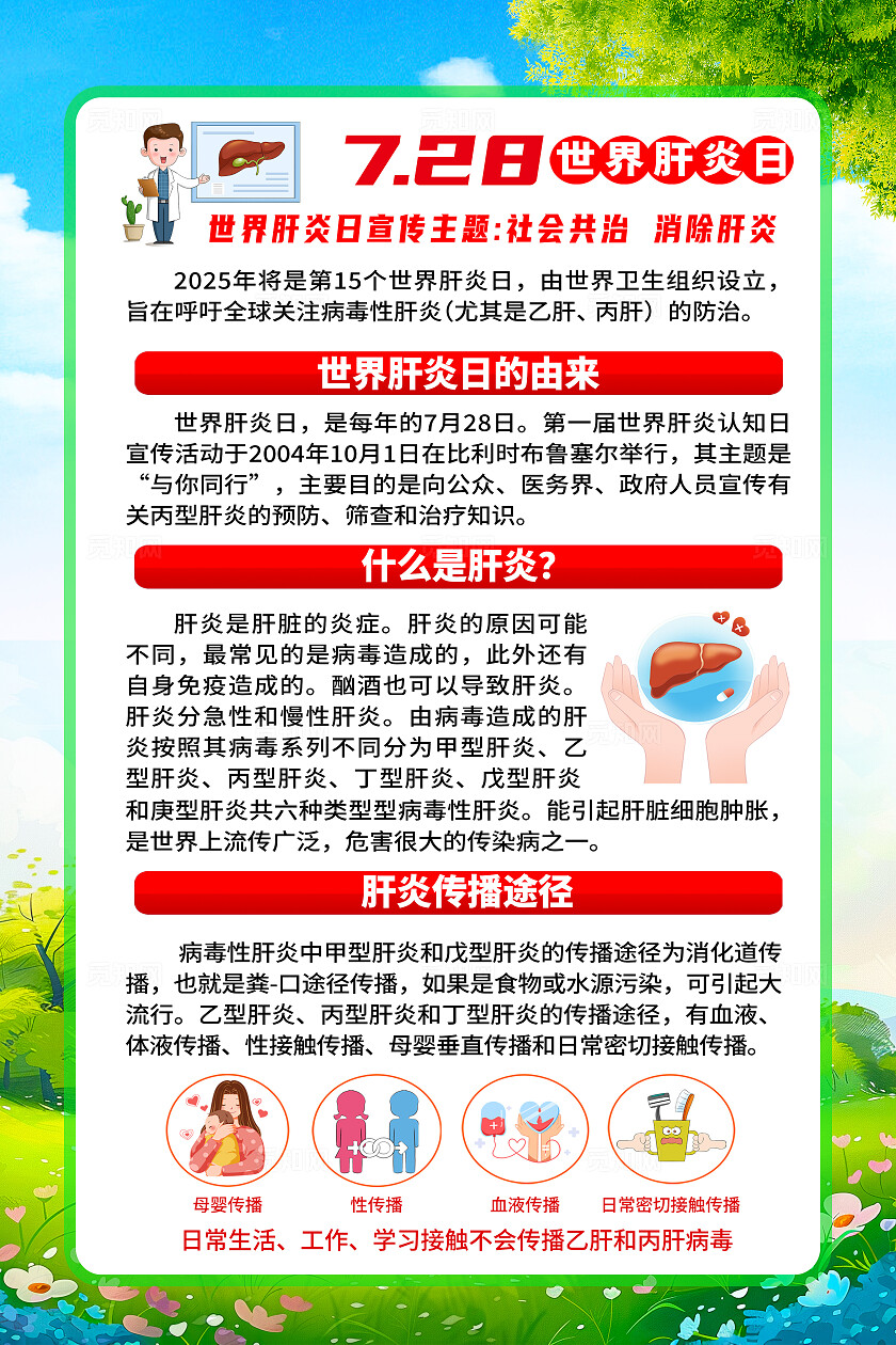 简单大气绿色2025年世界肝炎日宣传