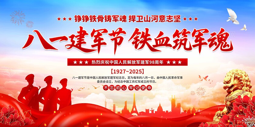 2025年建军节展板
