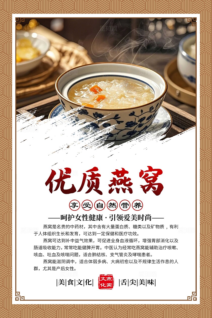 金色大气中药文化燕窝养生宣传套图