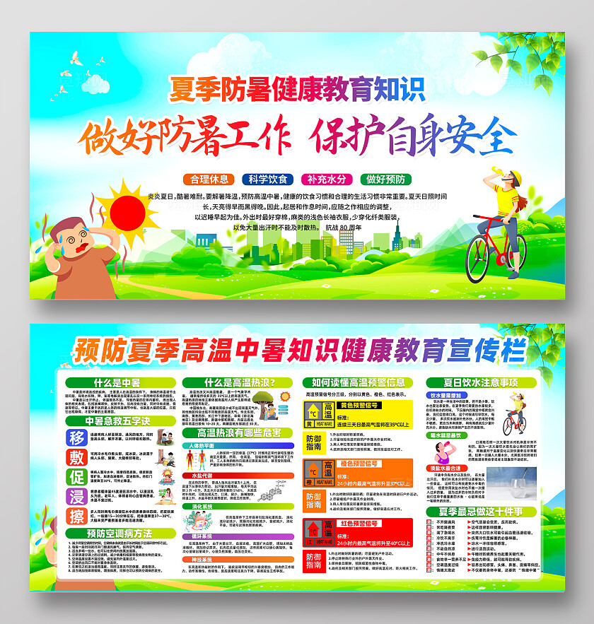 夏季预防中暑健康教育夏天防暑宣传栏