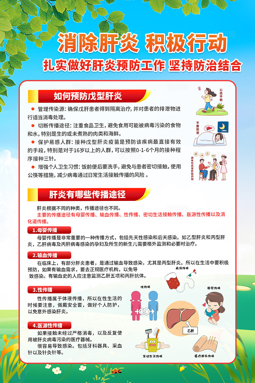 蓝绿色简单2025年世界肝炎日消除肝炎积极行动宣传设计