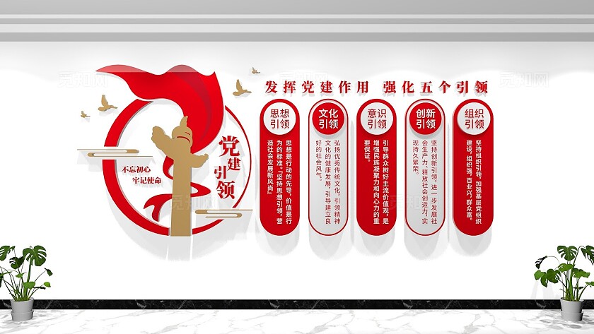 党员活动室党建引领党建文化墙