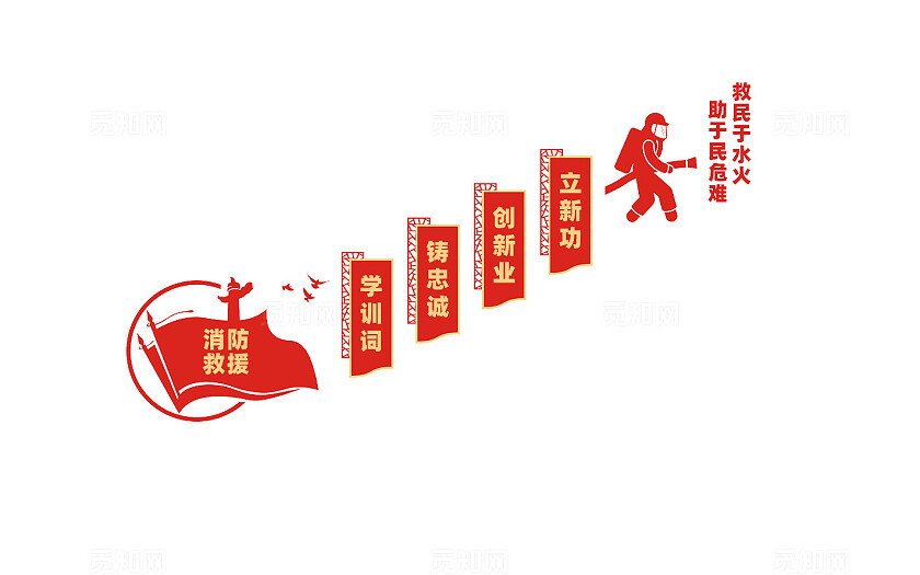 消防救援楼梯文化墙宣传标语