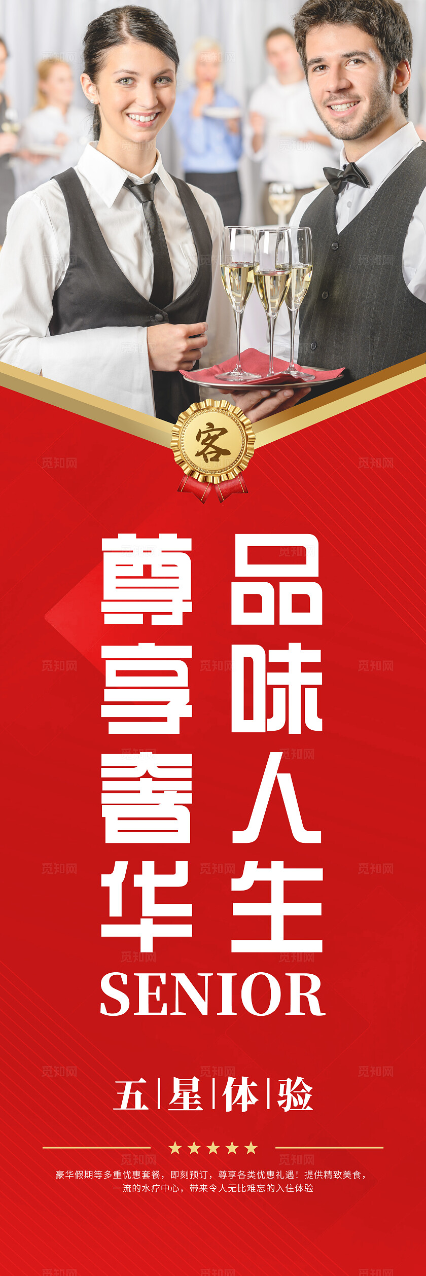 彩色大气酒店宣传挂图海报套图