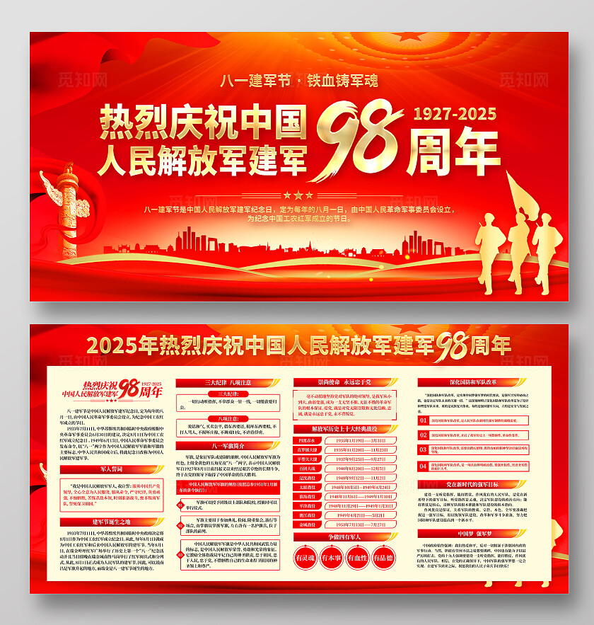 八一建军节展板宣传栏红色2025建军节