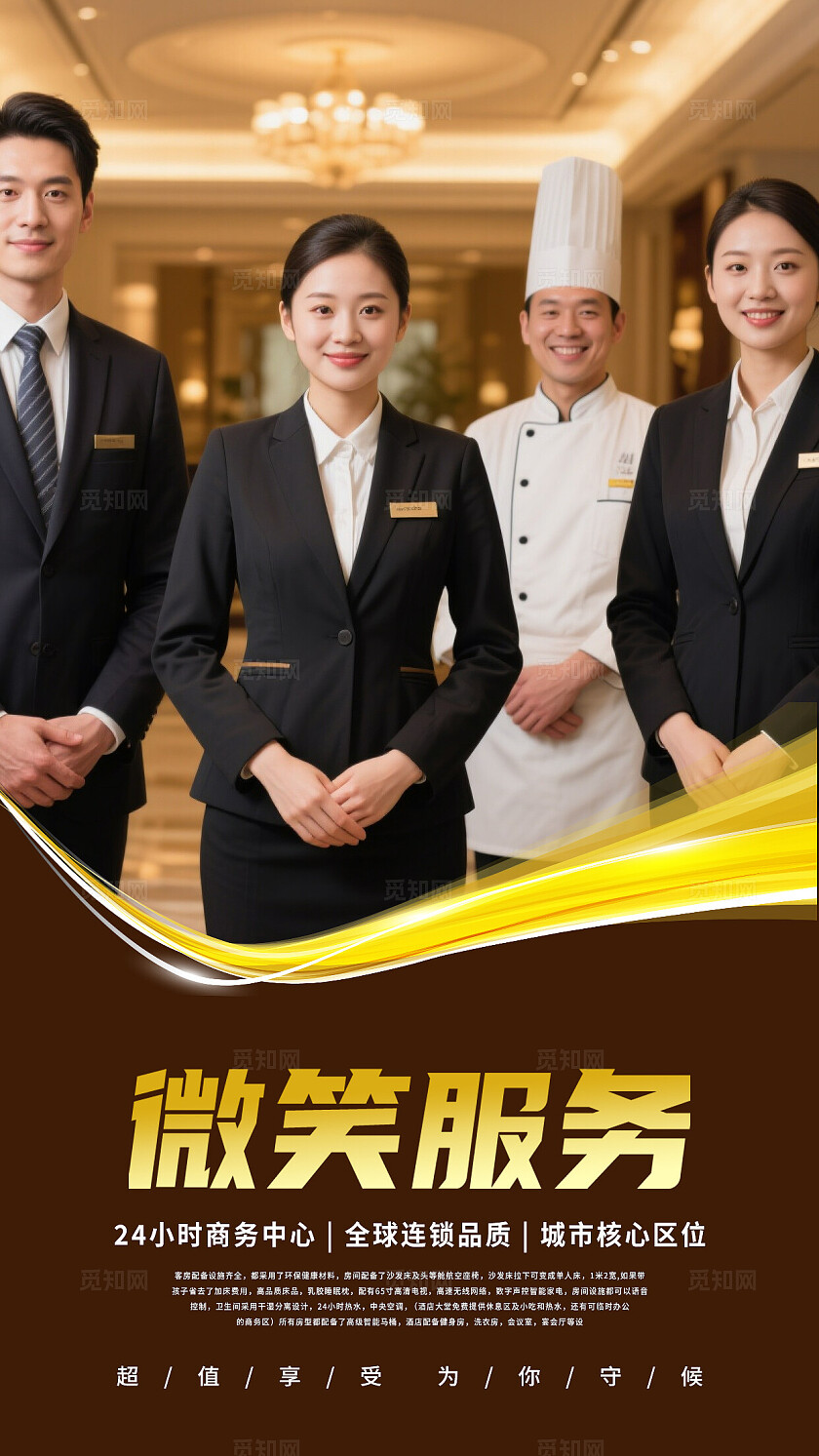 红棕色大气酒店宣传海报套图