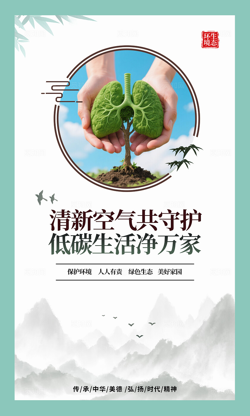 清新绿色简约2025生态保护生态环境保护宣传海报套图