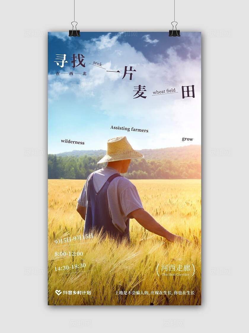农作物小麦乡村振兴宣传海报