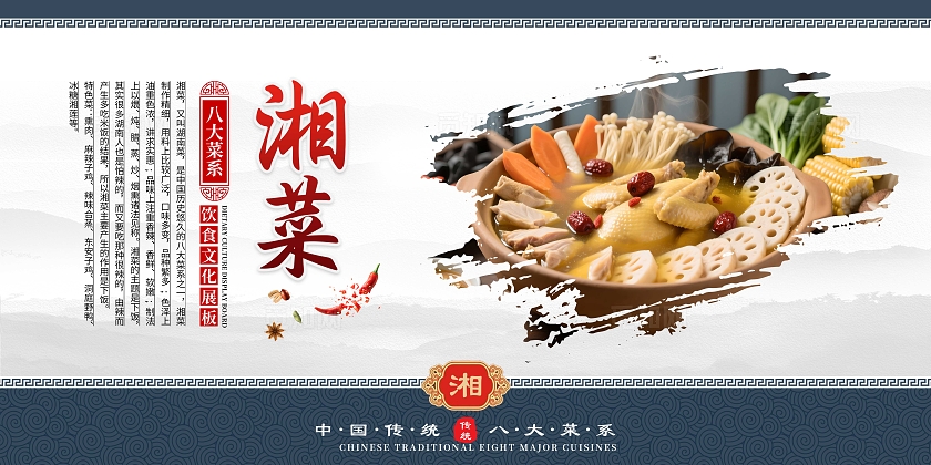 餐饮中国风中华传统美食八大菜系宣传套图