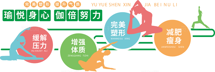 瑜伽养生馆简约企业文化墙