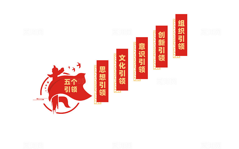 五个引领党建楼梯文化墙
