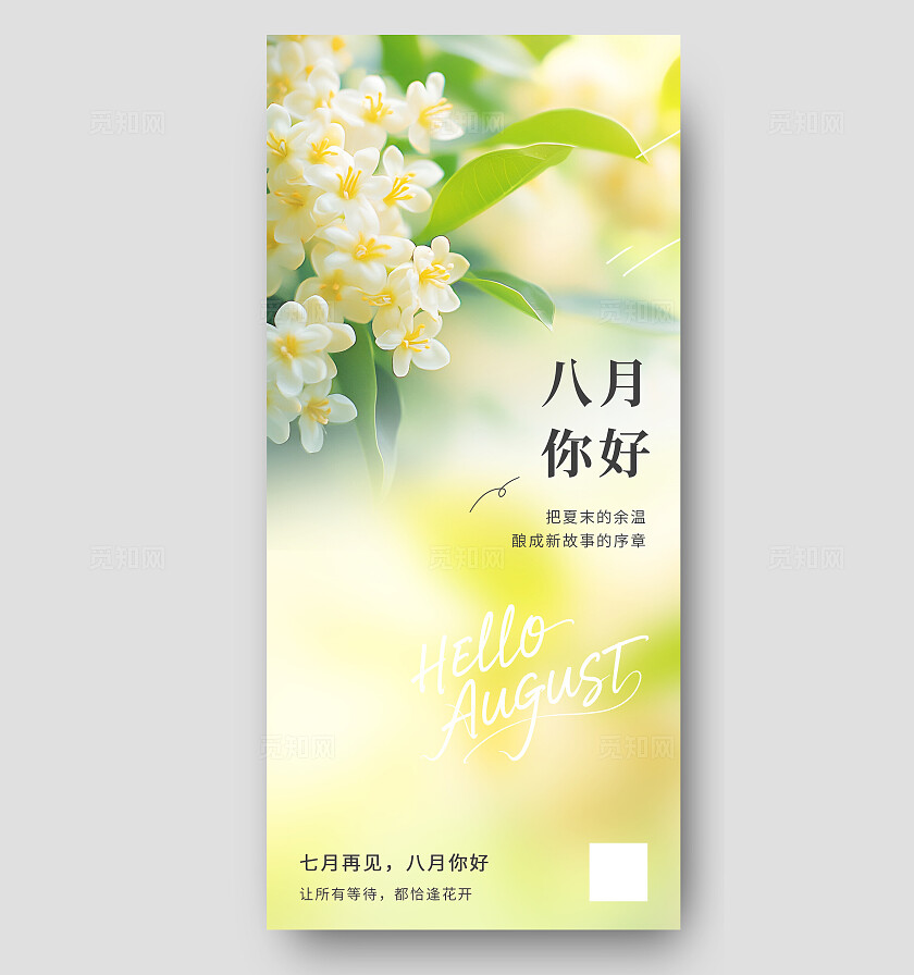 八月你好创意海报