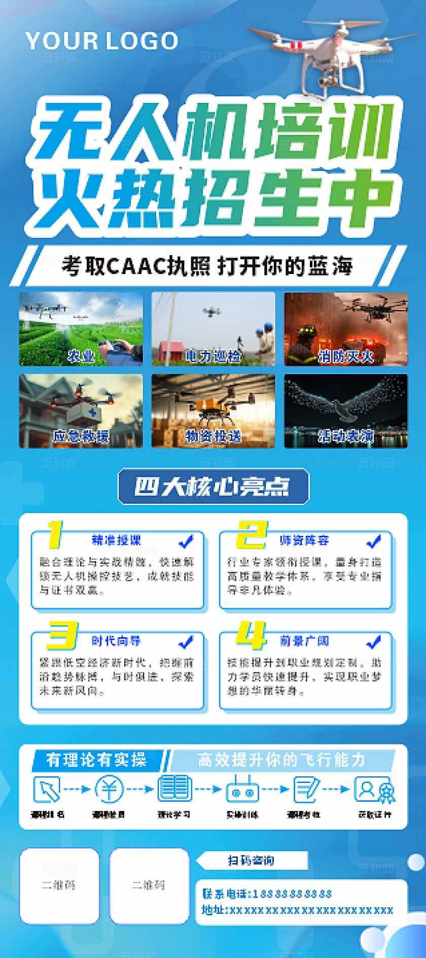 无人机展架 无人机海报 无人机招生