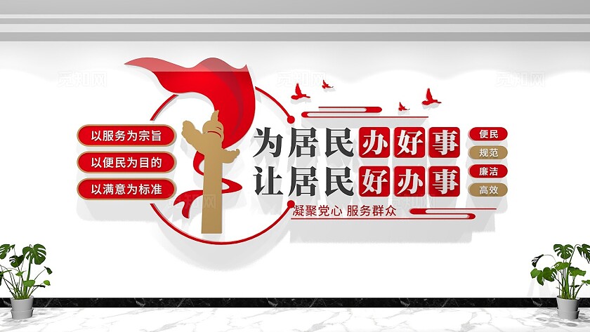 社区便民服务中心标语文化墙