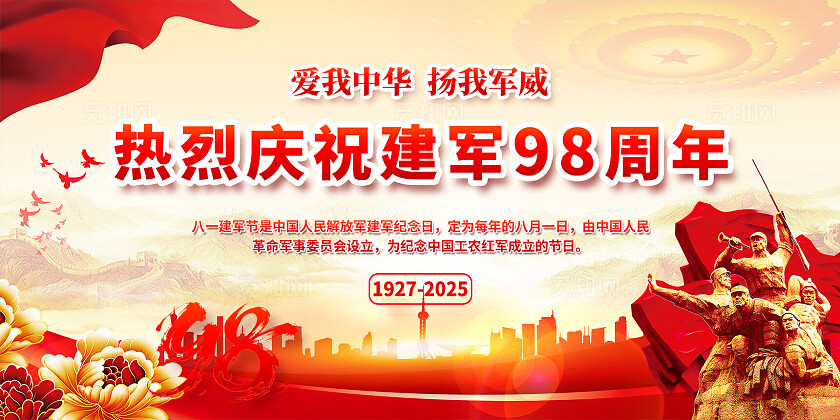 八一建军节展板党建背景