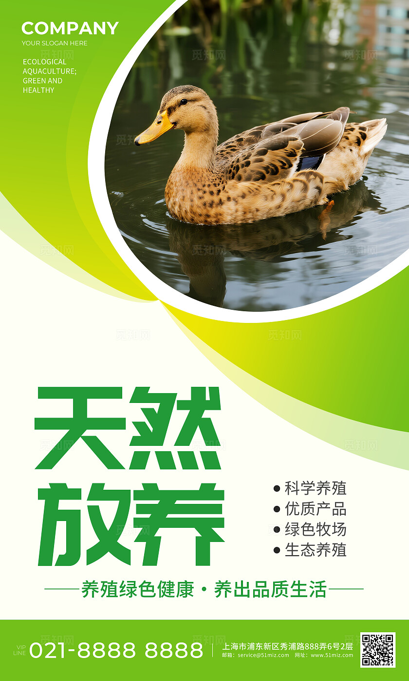 绿色简约生态养殖绿色养殖健康品质海报套图背景