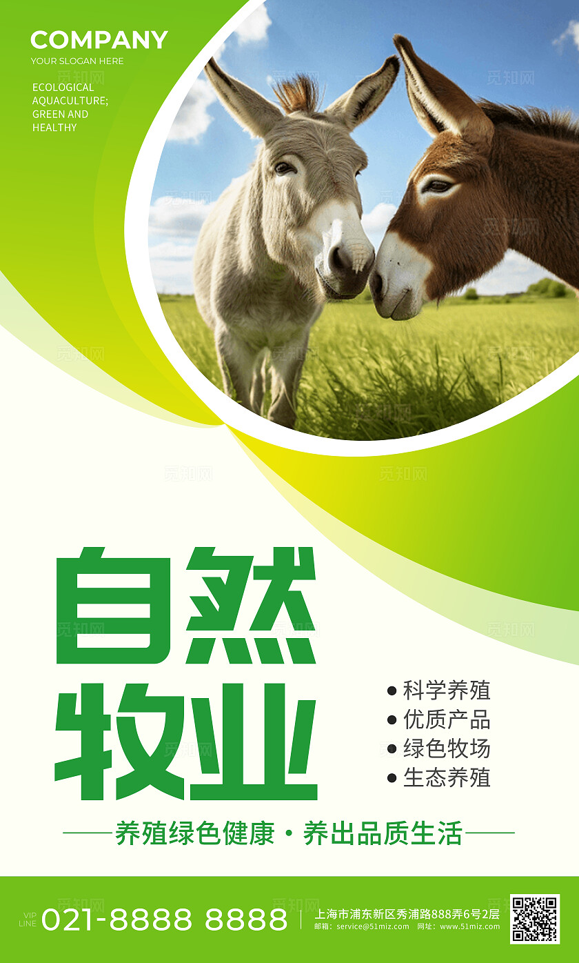 绿色简约生态养殖绿色养殖健康品质海报套图背景