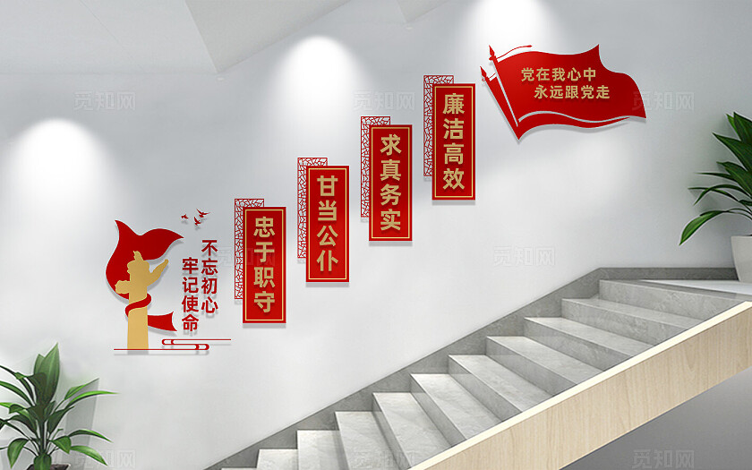 党支部建设党建楼梯文化墙