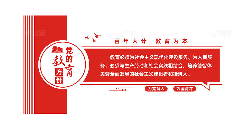 党的教育方针校园党建文化墙设计