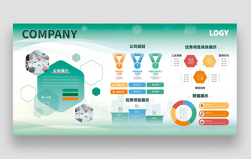 绿色简约大气企业介绍项目介绍展板