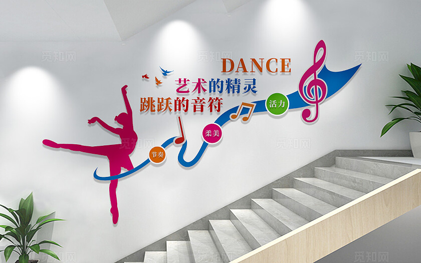 舞蹈音乐室楼梯文化墙