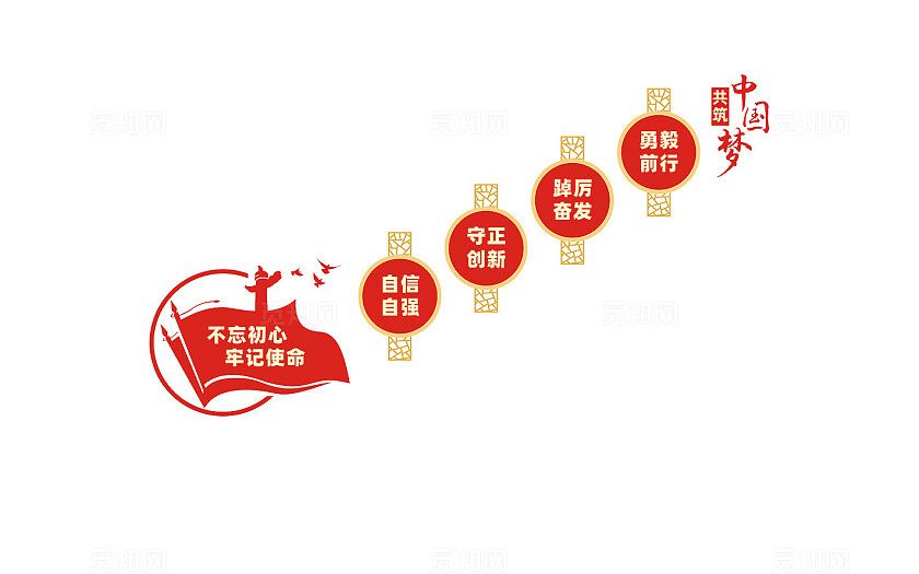 党建楼梯文化墙宣传标语设计