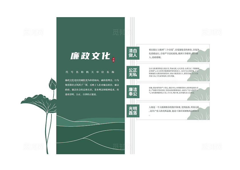 绿色简约廉政文化墙