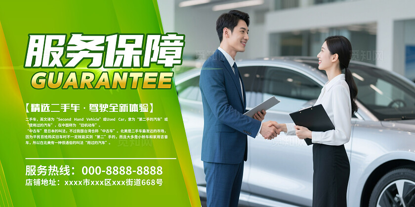 彩色大气精选二手车宣传海报套图