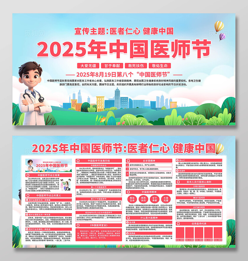 中国医师节展板
