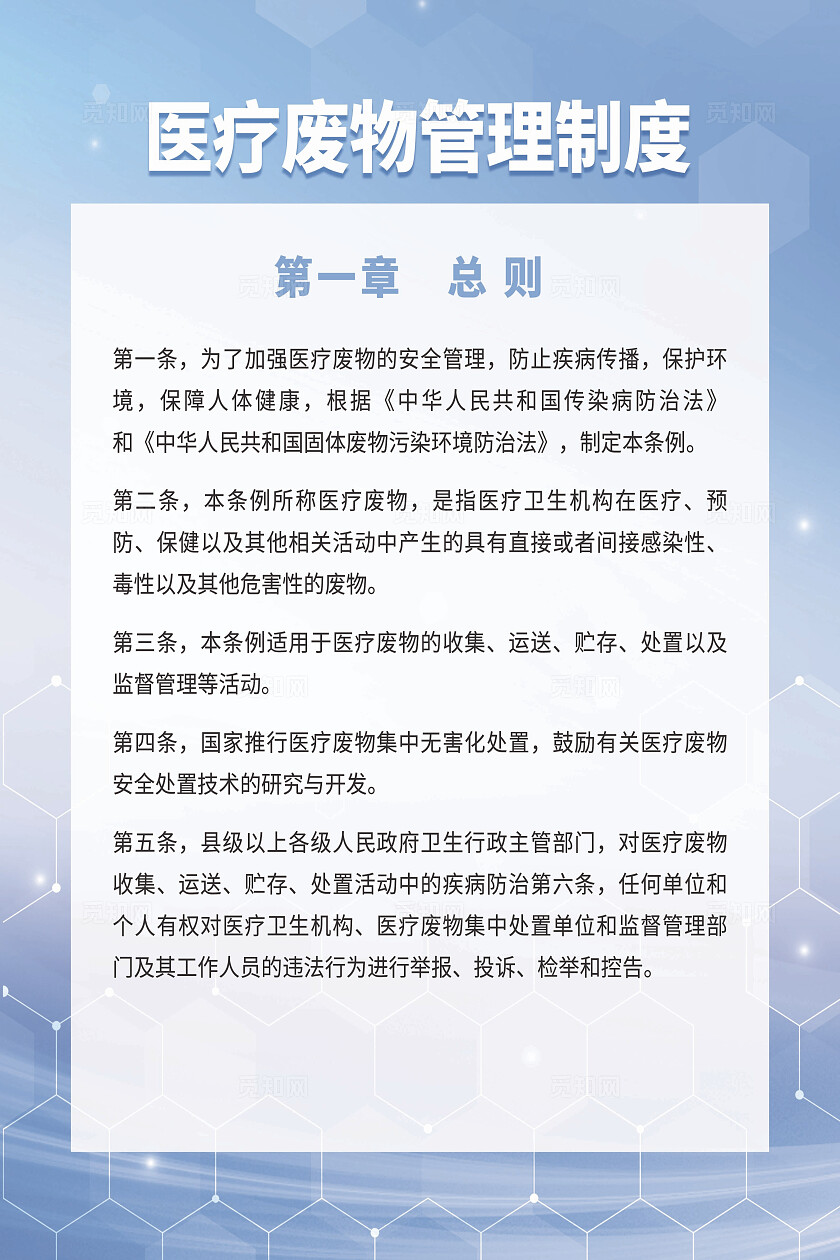 简约风医院医疗废物制度海报