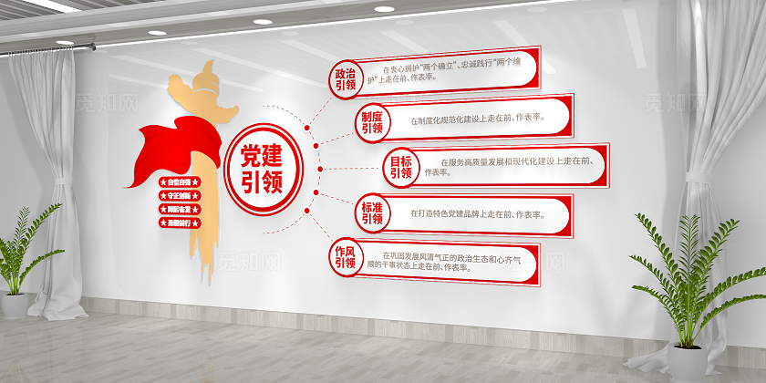 党建五个引领党建文化墙党建宣传栏