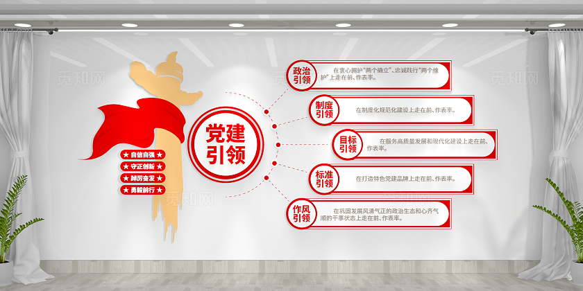 党建五个引领党建文化墙党建宣传栏