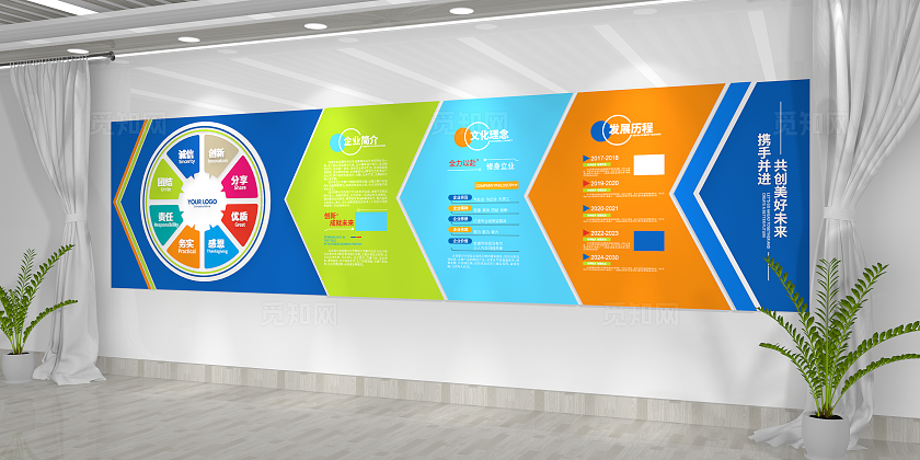 蓝色大气企业简介企业发展历程公司宣传企业文化墙