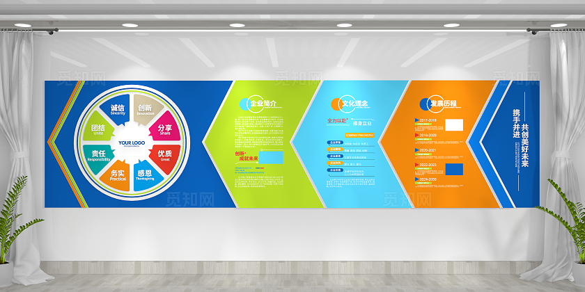 蓝色大气企业简介企业发展历程公司宣传企业文化墙