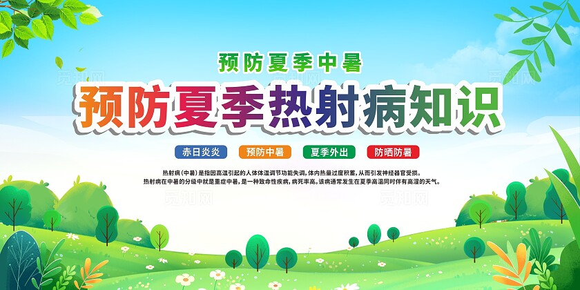 绿色宣传栏预防热射病展板