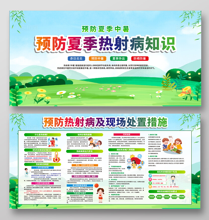 绿色简约预防热射病宣传展板