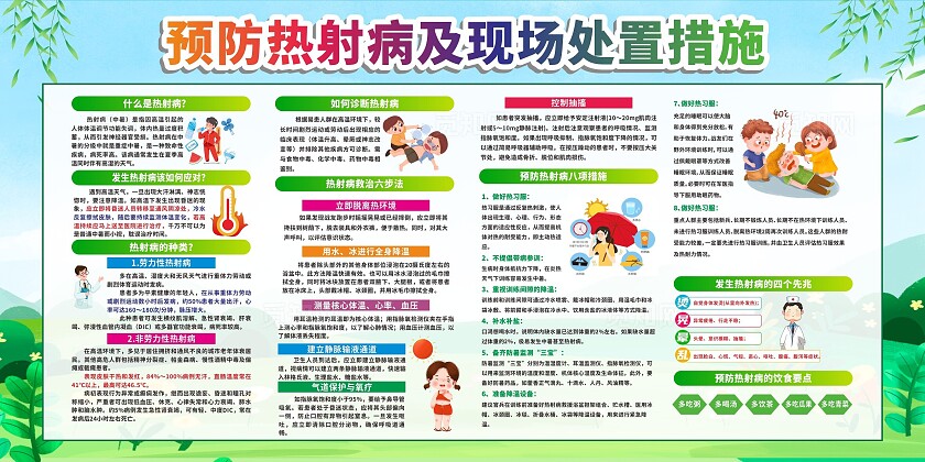 绿色简约预防热射病宣传展板