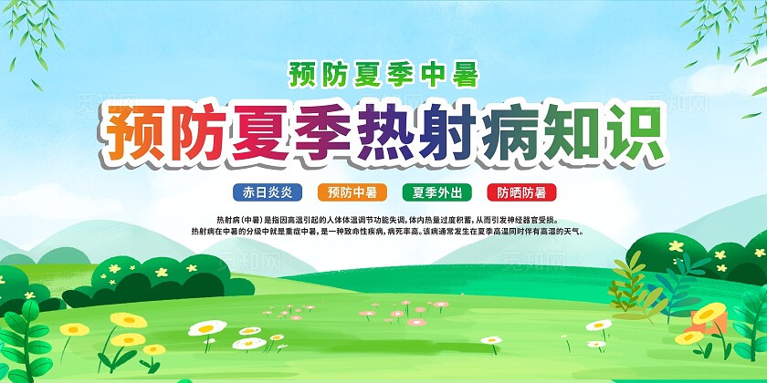 绿色简约预防热射病宣传展板
