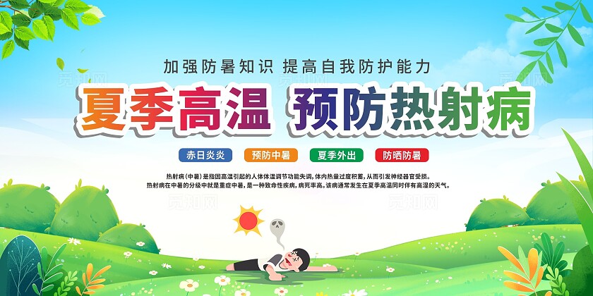 绿色简约预防热射病宣传展板