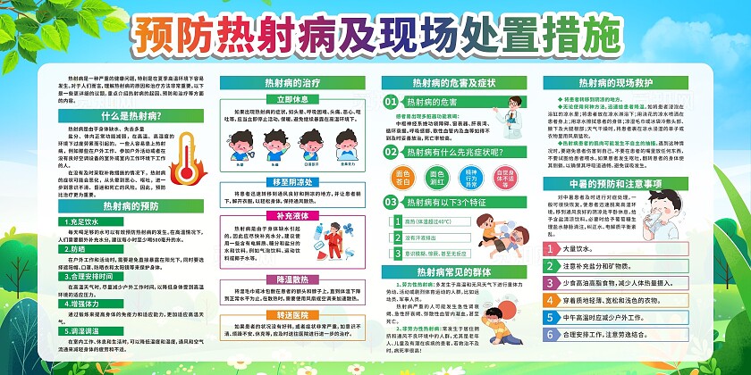 绿色简约预防热射病宣传展板