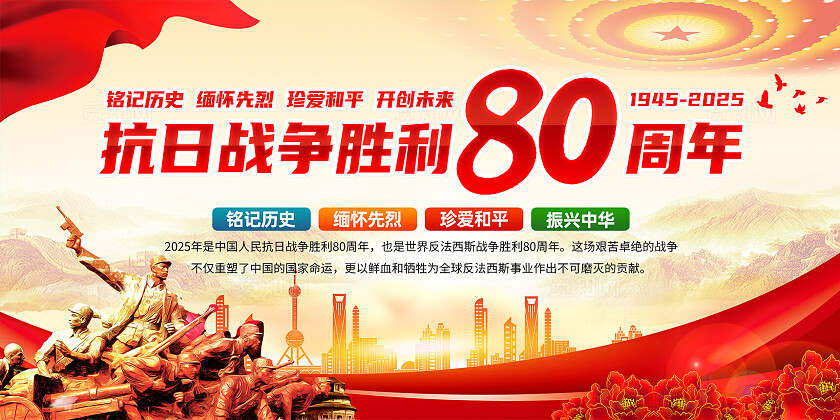 抗战胜利80周年展板党建背景