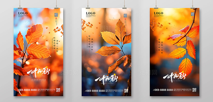 简约创意秋天立秋节气二十四节气宣传海报手机海报